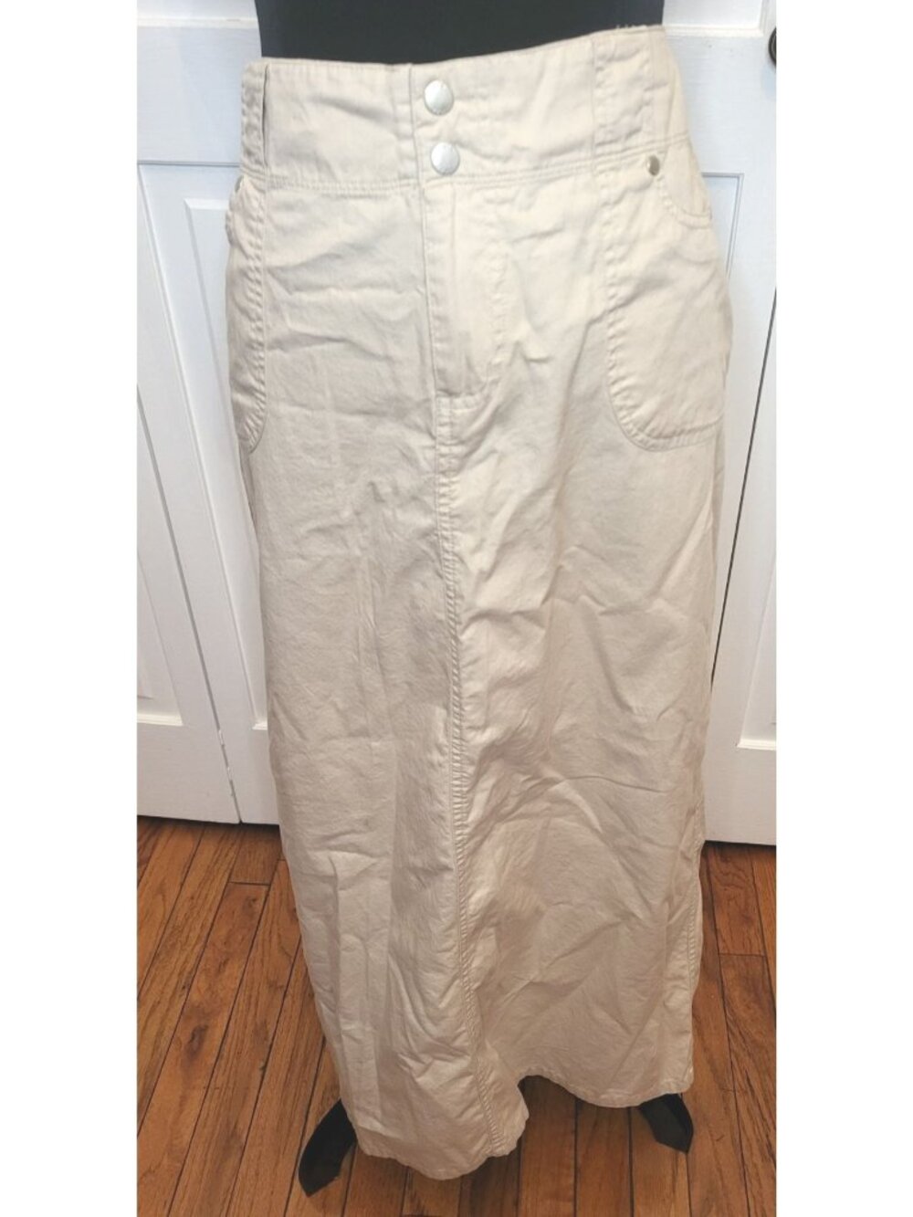 Cato Y2K Khaki Twill Maxi Skirt Pockets 14 Preppy Modest Minimalist Teacher 00s